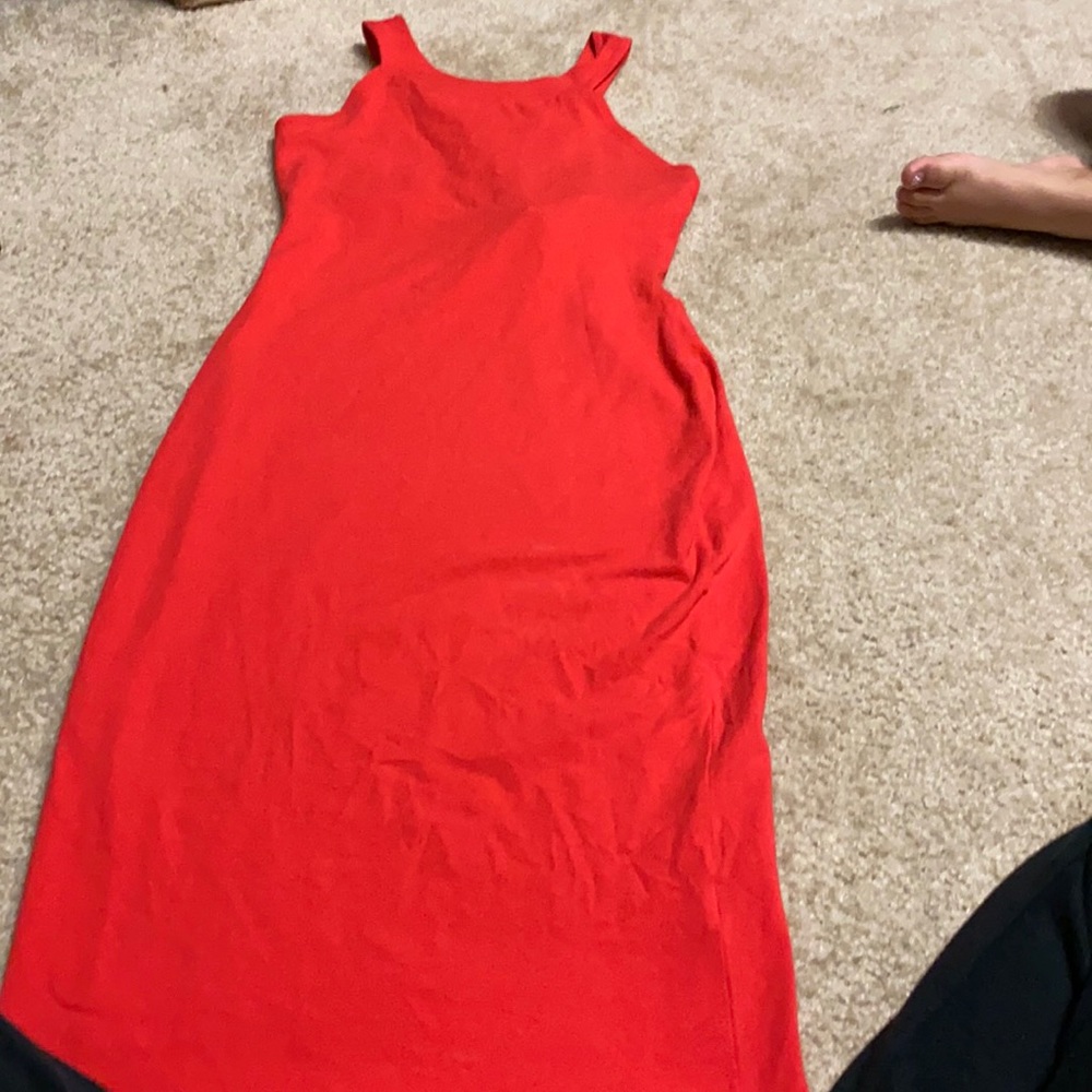 Osos Orange red  midi backless dress